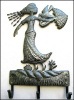 Girl with Umbrella Metal Wall Hook - Towel Hook - Haitian Steel Drum Art - 8 1/2" x 20"